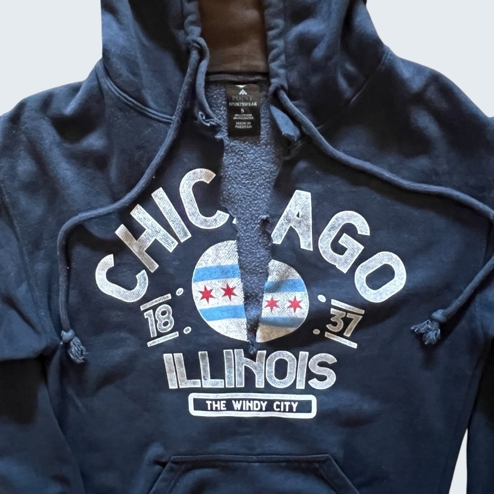 “Custom” Chicago Illinois Windy City Flag 1837 Pullover Hoodie Size S - Picture 2 of 6